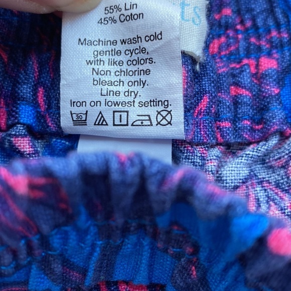 Crewcuts Girls Size 8 Linen Blend Floral Shorts Blue and‎ Pink Flowers - Picture 5 of 7